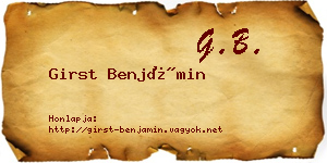 Girst Benjámin névjegykártya